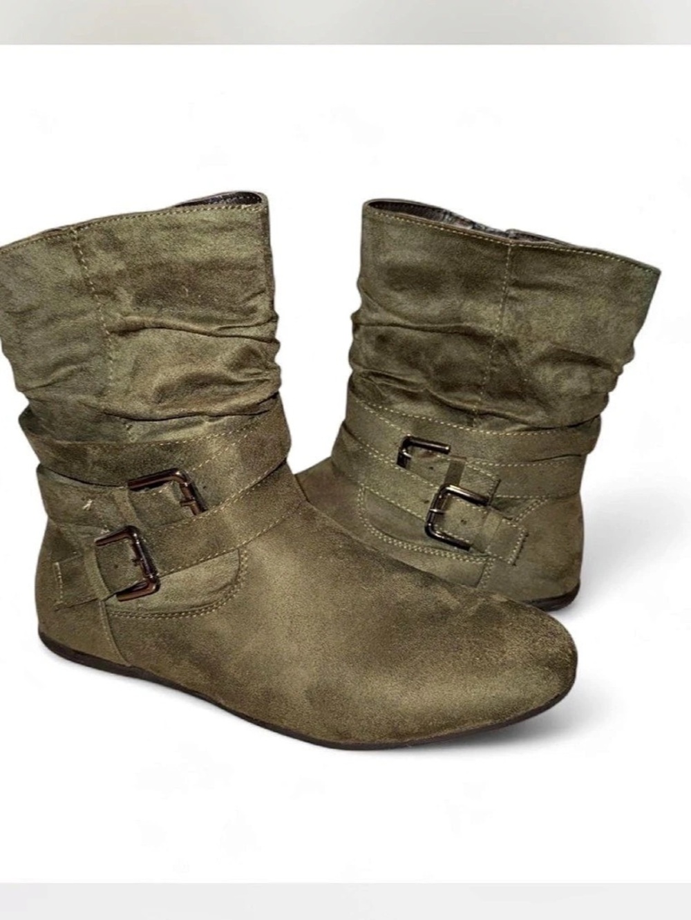 Women's Olive Slouch Ankle Boots